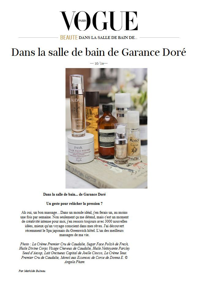 Article sur donna è, dans la salle de bain de Garance Doré, du magazine Vogue